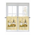 thumbnail image 1 of Gnomes Sunflowers 2 Panel Kitchen Curtains for Small Windows, Pastoral Botanical Yellow Plaid Bathroom Tier Curtain, Short Window Treatment for Bedroom/Living Room 55"x24", 1 of 6