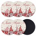 thumbnail image 1 of Gnomes Valentines Coasters Set of 6, Absorbent Coasters for Drinks, Pink Red Love Heart Eucalyptus Rustic Coaster for Desk Coffee Table Protection, Home Decor House Warming Gifts 4", 1 of 8