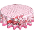 thumbnail image 1 of Gnomes Valentines Day Tablecloth Round 60 Inch Pink Buffalo Plaid Check Red Heart Washable Wrinkle Stain-Resistant Polyester Table Cloth Rustic Valentines Decorations for Party Home Kitchen Dining, 1 of 6