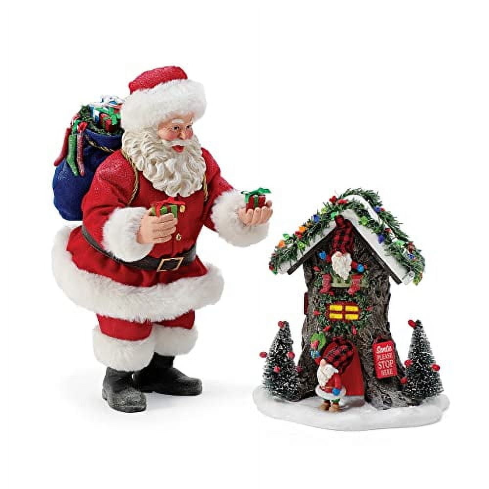 Winter Santa and Gnomes Resin Figurine Set