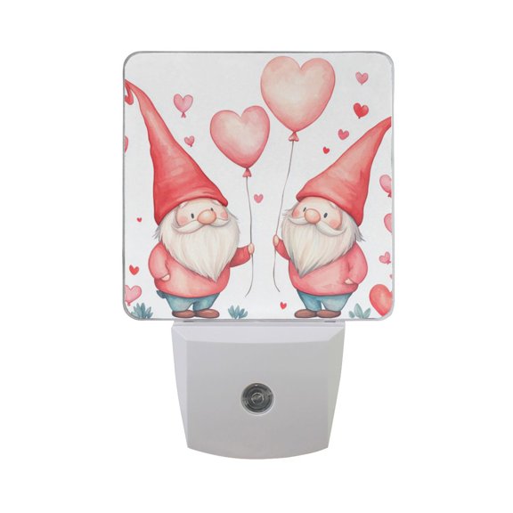 Gnomes with Heart Shape Balloons Valentine LED Night Light with Smart Sensor Plug Into Wall Dusk to Dawn 2 packs