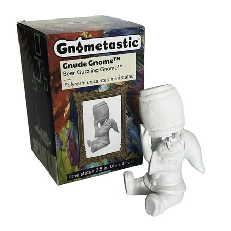 Gnometastic Gnude Mini Gnomes - Beer Guzzling Unpainted Gnome Statue, 4in Tall - DIY Paint Your Own Gnome - Polyresin Indoor/Outdoor Funny Garden Gnomes to Paint for Adults