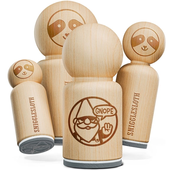 Gnope Funny Gnome Nope Deny No Rubber Stamp for Stamping Crafting Planners - 1 Inch Medium