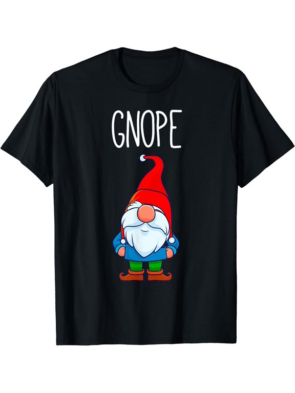 Gnope, Tomte Garden Gnome Gift, Funny Scandinavian Nope T-Shirt Black 2X-Large