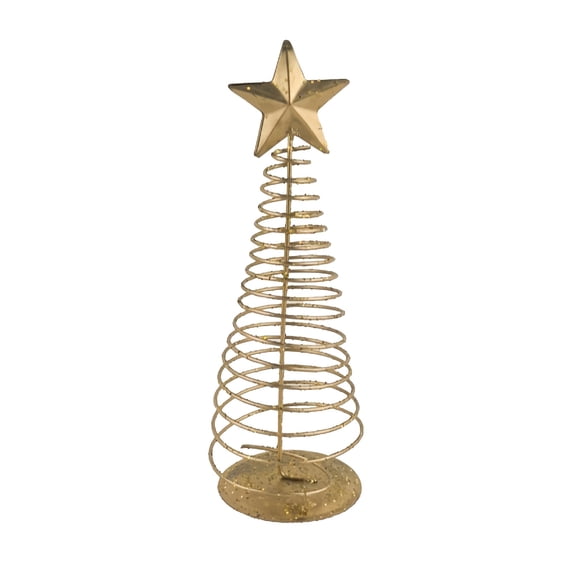 Gnoradne Gold Metal Spiral Christmas Tree Tabletop Ornament,Wire Tabletop Trees With Star Toppers,Gold Metal Christmas Tree Decorations,Festive Art Sculptures for Home Xmas Holiday Table Decor