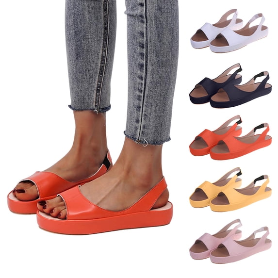 Gnshining Flat Shoes for Women Open Toe Shoes Summer Sports Shoes Casual Elastic Ankle Strap Shoes Skidproof Beach Shoes