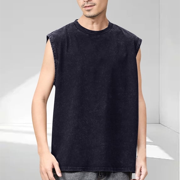 Gnshining Gym Fitness Pullover for Men Casual Moisture Wicking T-Shirt Solid Color Tunic Tops Crew Neck Stretch T-Shirt