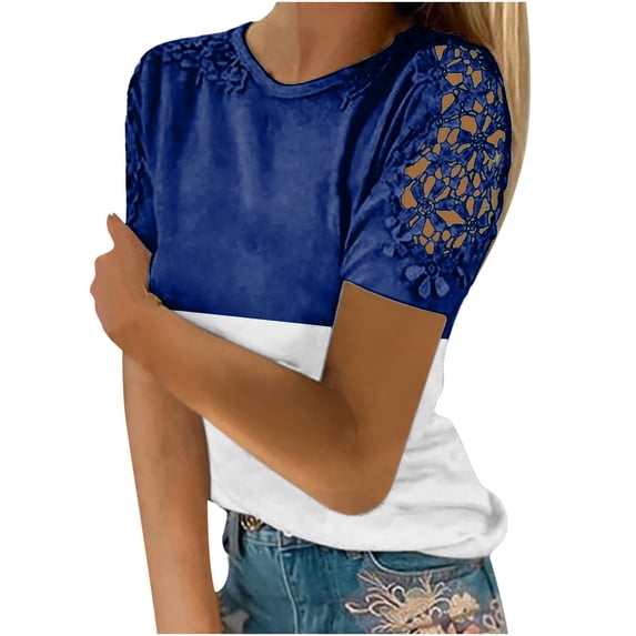 Gnshining Plus Size Pullovers for Women Casual Print Short Sleeve Sweatshirts Dressy Crew Neck Tunic Tops
