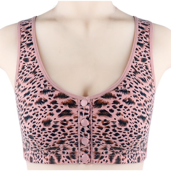 Gnshining Print Bra for Women Comfortable Wide Shoulder Straps Bra Wireless Front Snap Closure Everyday Bra