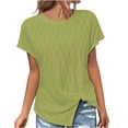 thumbnail image 1 of Gnshining Side Split Blouse for Women Summer Short Sleeve Tees Shirts Loose Solid Color Pullovers Crew Neck Tunic Tops, 1 of 6