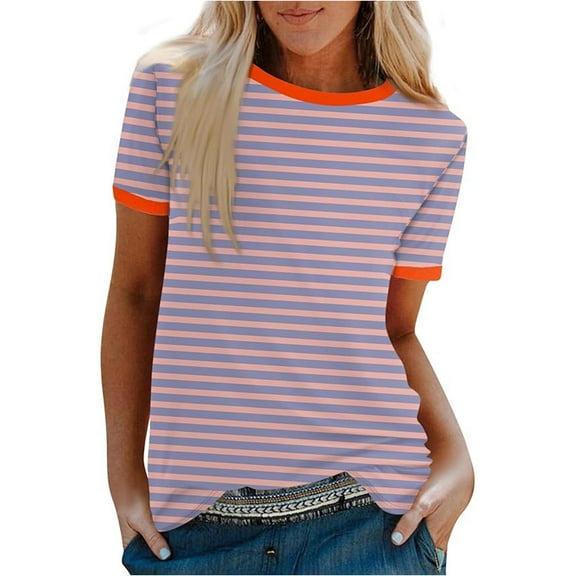 Gnshining Summer Leisure Sweatshirts for Women Casual Solid Color Gradient Pullovers Tees Loose 3/4 Sleeve Tunic Tops Crew Neck T-Shirt