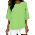 thumbnail image 1 of Gnshining Summer Sweatshirts for Women Plus Size Tees Shirts 3/4 Sleeve Tunic Tops Solid Color Pullover Tops Casual Crew Neck Blouse, 1 of 4