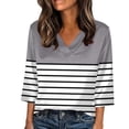 thumbnail image 1 of Gnshining Summer T-Shirt for Women Plus Size Pullover Blouse 3/4 Sleeve Casual Tunic Tops Print Going Out Tops V-Neck Sweatshirts, 1 of 5