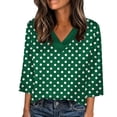 thumbnail image 1 of Gnshining Summer T-Shirt for Women Plus Size Pullover Blouse 3/4 Sleeve Casual Tunic Tops Print Going Out Tops V-Neck Sweatshirts, 1 of 5
