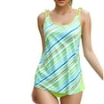 thumbnail image 1 of Gnshining Summer Tankini Swimwear for Women Tank Tops Swimwear Elastic Waist Swim Shorts Pleated Beachwear 2PC Split Swimsuit Set with Sports Bra, 1 of 7