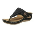 thumbnail image 1 of Gnshining Summer Wedge Shoes for Women Skidproof Flat Shoes Arch Support Thong Shoes Thick Sole Beach Shoes Soft-Soled Walking Work Shoes, 1 of 4