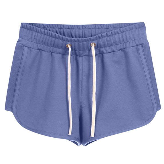 Gnshining Summer Yoga Shorts for Women Plus Size Sweat Shorts Solid Color Workout Shorts Running Shorts with Drawstring