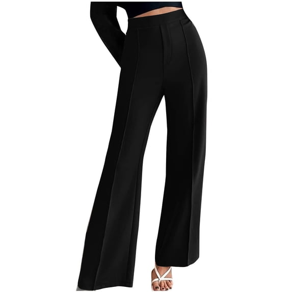 Gnshining Wide Leg Pants for Women Lightweight High Waist Pants Loose Solid Color Stretch Pants with Pockets