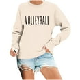 thumbnail image 1 of Gnurob Game Day Women Crewneck Sweatshirts Volleyball mom Letter Print Pullover Long Sleeves Tops Casual Dropped Shoulder Blouse Ladies Fall Fashion ClothesClearance Saving,Khaki,XX-Large, 1 of 4