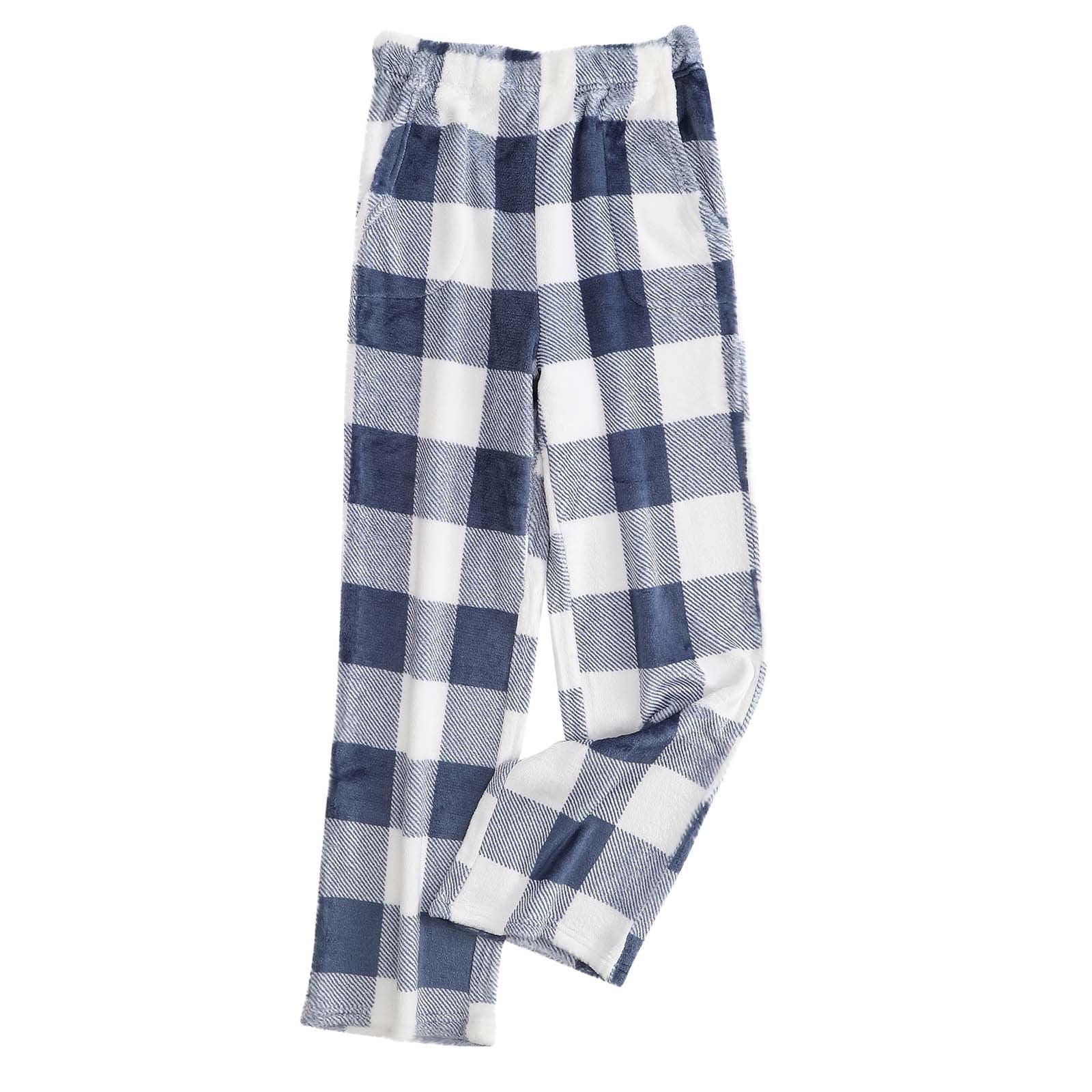 Gnurob Women Flannel Pajama Pants Plaid Sleepwear Winter Warm Trousers ...
