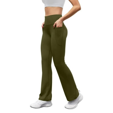 Gnurob Women’s Bootcut Yoga Pants Flare Leggings High Waist Trousers Tummy Control Slacks Stretchy Sweatpants Wide Leg Pants Work Sports Pant Soft Trouser Saving,Green,XX-Large