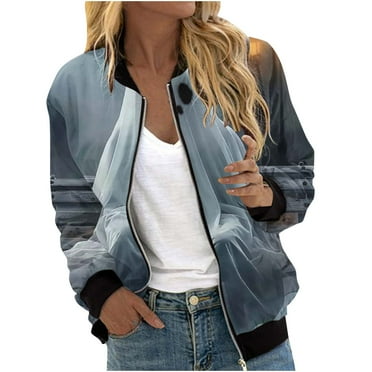 Gnurob Women's Halloween Coats Ghost Graphic Print Outwear Full Zip Jacket Casual Long Sleeves Outerwear Mock Neck Coat Comfy Cropped Jackets Holiday Outfits Clearance Saving,A04-Gray,X-Large