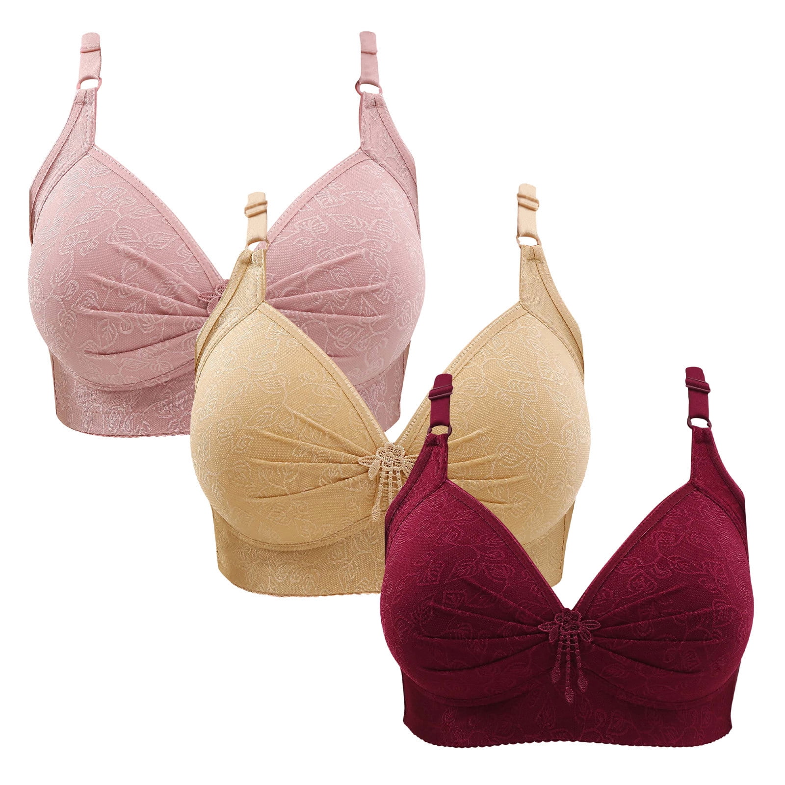 Gnurob Womens Lace Bralette 3 Pack Plus Size Bra Push Up Wire Free Bras ...