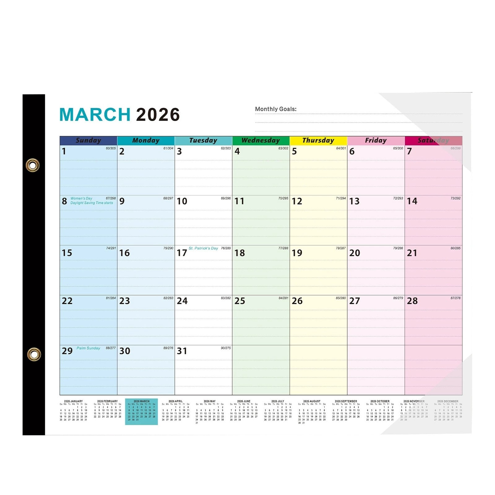 Gnwei 2026 Desk Calendar - Desk/Wall Calendar 2026, JAN 2026 - DEC 2026, 2026 Calendars 12 Month, Desk Calendars with Corner Protectors, Large Ruled Blocks, Thick Paper, Colorful
