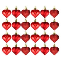 Gnwei 24pcs Heart Ornaments for Christmas Decorations, Heart Shaped Hanging Ornaments for Valentine's Day Wedding Decor Christmas Tree Anniversary Mother's Day Party Decorations