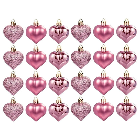Gnwei 24pcs Heart Ornaments for Christmas Decorations, Heart Shaped Hanging Ornaments for Valentine's Day Wedding Decor Christmas Tree Anniversary Mother's Day Party Decorations
