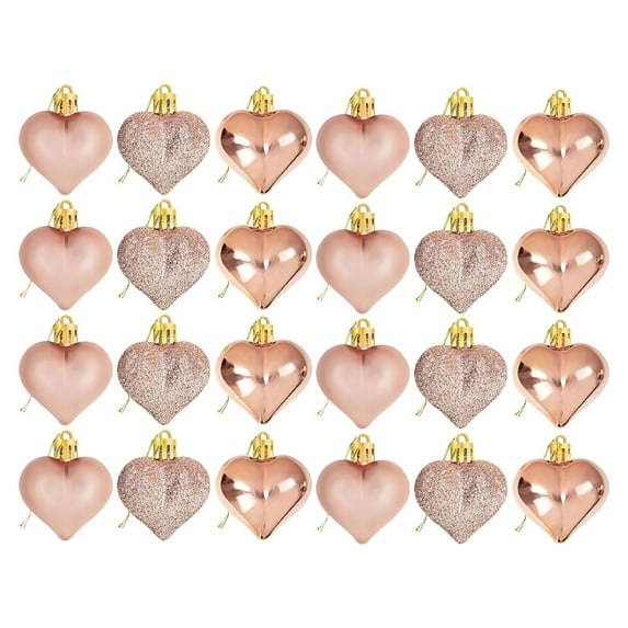 Gnwei 24pcs Heart Ornaments for Christmas Decorations, Heart Shaped Hanging Ornaments for Valentine's Day Wedding Decor Christmas Tree Anniversary Mother's Day Party Decorations