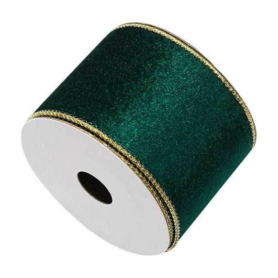 Gnwei 30 Yards Christmas Velvet Ribbon with Gold Edge 2.5 Inch Wide Wired Holiday Decorative Ribbon Fabric Ribbons for Xmas Tree Bow Wreath Making Gift Wrapping Craft