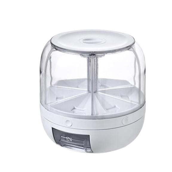 Gnwei 360° Rotating Food Dispenser, with 6 Compartments, Kitchen Organizer for Rice and Legumes, Grain Storage, Bean Dispenser, Rice Dispenser, Storage Container, Grain Dispenser