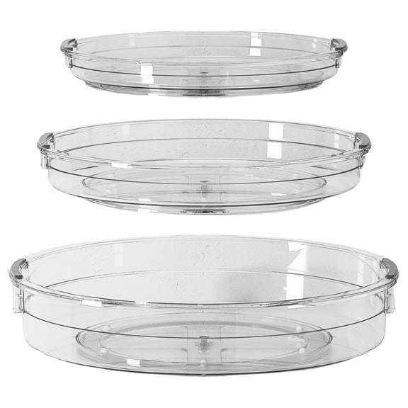 Gnwei 3Pack Clear Lazy Susan for Kitchen Cabinets,Countertop,Pantry and Refrigerator - with Handles - Large Capacity Lazy Susan Turntable,Condiments Carousels,Spinning Seasoning Organizer