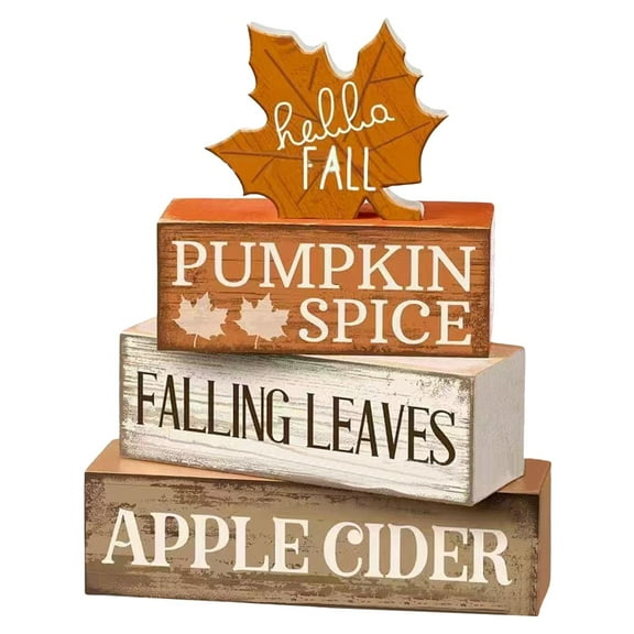 Gnwei 4 Pcs Fall Decor Wooden Maple Leaf Decoration Fall Tiered Tray Decor Rustic Wooden Maple Leaf Block Sign Gift Thanksgiving Table Centerpiece for Autumn Party Home Kitchen