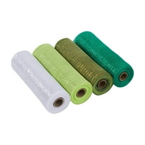 Gnwei 4 Rolls Poly Burlap Deco Mesh -10.2 Inch Wide Deco Poly Decorative Mesh Ribbon Wrapping Ribbon Rolls for Home Door Wreath Decoration DIY Crafts Making