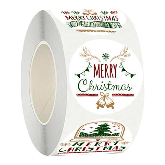 Gnwei 500 Pcs Merry Christmas Stickers for Envelopes, Christmas Labels Holiday Stickers Round Xmas Tag Envelope Seal Decals for Christmas Greeting Card, Presents and Gifts