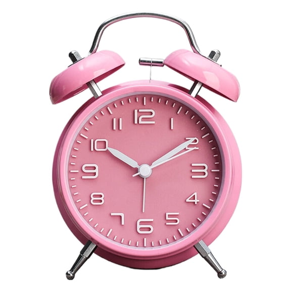Gnwei Analog Alarm Clock 4" Twin Bell Vintage Red Silent Non-Ticking Quartz Battery Operated Extra Loud with Backlight for Bedside Table Desk, Retro Clocks Old Fashioned for Heavy Sleepers