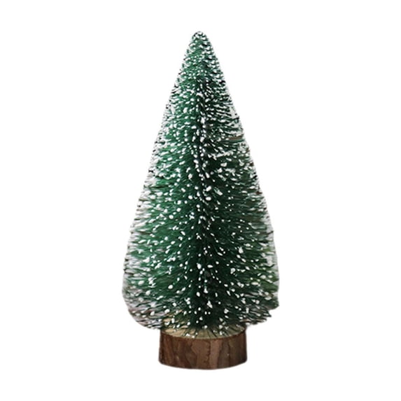 Gnwei Artificial Mini Christmas Trees Bottle Brush Trees, Miniature Pine Christmas Tree Tabletop Mini Snow Frost Trees with Wooden Base for Christmas Holiday Decorations