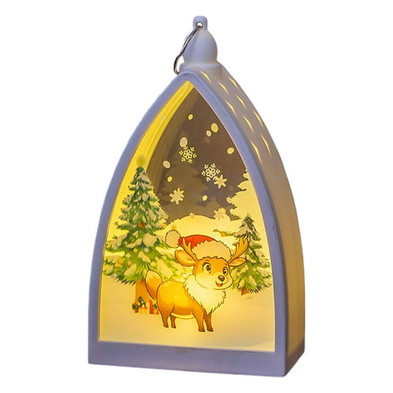 Gnwei Christmas Snow Globe Lantern, Mini Christmas Lantern, Lighted Christmas Decorations Indoor Light Up Lantern Holiday Decor Gift, Forest House Scene, Battery Operated