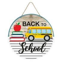 Gnwei Colorful Back to School Wood Sign Plaque, Cute School Wooden Hanging Decoration, Decorative Classroom Wall Decor Gift for Teacher Student Classroom Front Porch