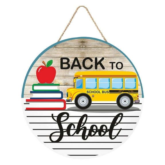 Gnwei Colorful Back to School Wood Sign Plaque, Cute School Wooden Hanging Decoration, Decorative Classroom Wall Decor Gift for Teacher Student Classroom Front Porch