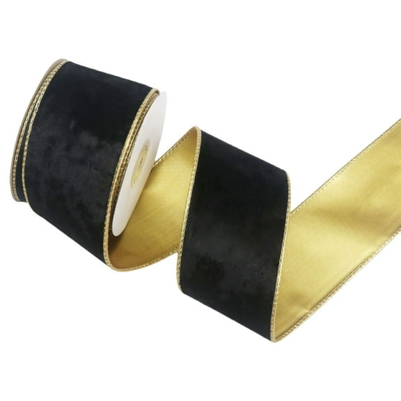 Gnwei Colorful Velvet Ribbon 2.5 Inch Christmas Tree Ribbon with Metallic Wired Gold Edge Velvet Ribbon for Valentine's Day Gift Wrapping Wreaths Garland Big Bow Crafts Supplies