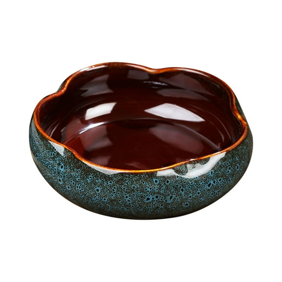 Gnwei Creative Bonsai Potted Flower Pot Ceramic Non-Porous Hydroponic Container Large Caliber Flow Glaze Daffodil Pot Bowl Lotus Water Lily Succulent Household Simple Ceramic Basin