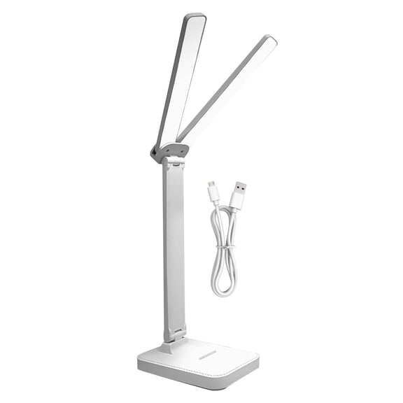 Gnwei Double Head Desk Lamp with Large Lighting Range, Mini Lamp for Small Spaces, Rechargeable Foldable and Portable Desk Lamp with USB-C Cable for Travelling
