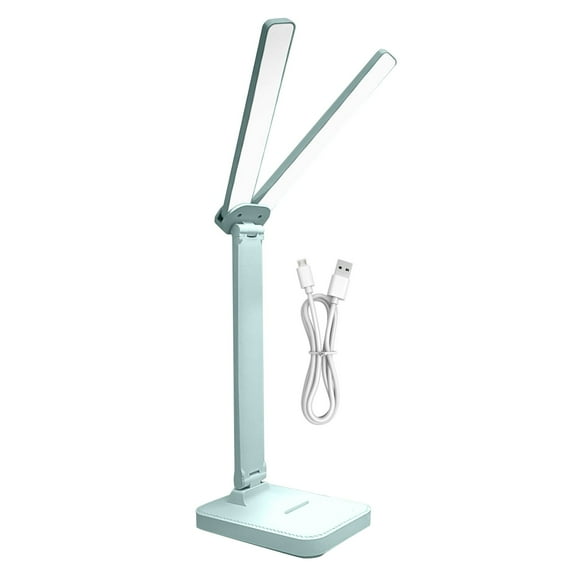 Gnwei Double Head Desk Lamp with Large Lighting Range, Mini Lamp for Small Spaces, Rechargeable Foldable and Portable Desk Lamp with USB-C Cable for Travelling