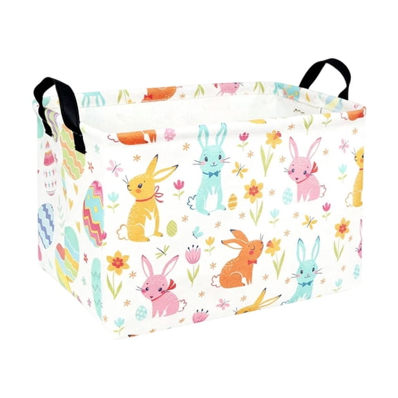 Gnwei Easter Baskets for Kids Gift Bunny Basket Empty for Boys and Girls Rectangular Toy Storage Bins Organizer Bin Box Cute Egg Room Decor for Home, Collapsible