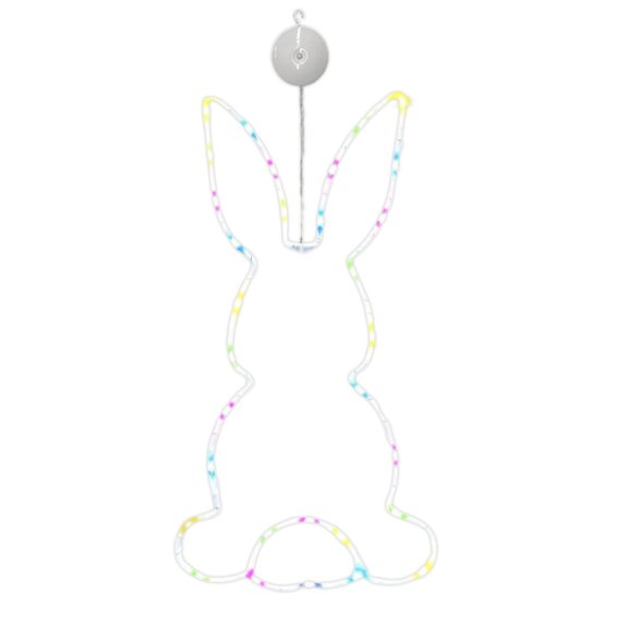 Gnwei Easter Egg Window Decor, 12" LED Easter Egg and Bunny Head Spring Window Silhouette LED Light with Timer and USB Powered, Easter Twinkle Light for Window Decoration