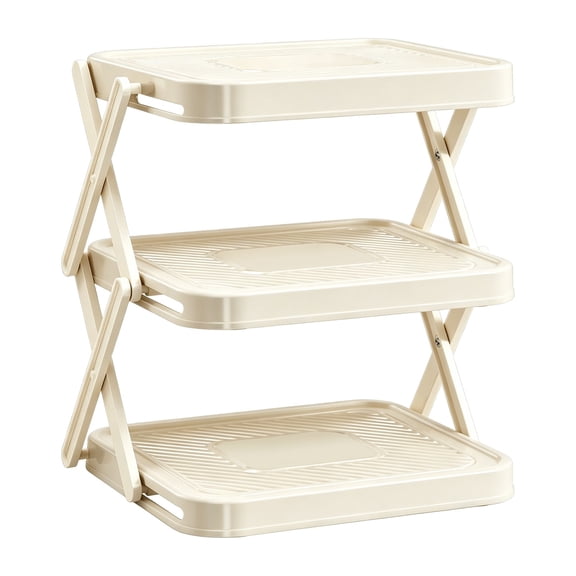 Gnwei Foldable Multi-Layer Dish Prep Tray Storage Rack – Multifunctional Rack for Bowls, Prep Containers & Vegetable Plate Display – Efficient Cooking & Kitchen Organization Tool