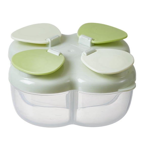 Gnwei Formula Dispenser No-Spill with Four Compartment, Baby Milk Powder Dispenser Portable On The Go, Kids Snack Formula Containers for Travel Hold Outdoor, Green